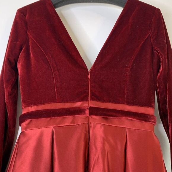 Bridess Velvet Satin Gown Size 6 Long Formal Wedding Bride Dress Slit Pockets - Picture 11 of 12